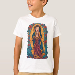 グアダルーペの聖母のキュートな子供用Tシャツ Tシャツ
