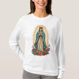 グアダルーペの聖母の女性用長袖Tシャツ Tシャツ