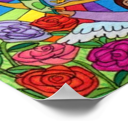 グアダルーペの輝くヴァージンメキシコのフォークアート ポスター (角)