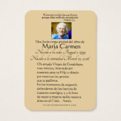 グアダルーペカソリッスペインのク葬儀聖祈りの言葉 (裏面)