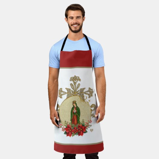 グアダルーペクリスマスヴァージンマリア エプロン (着用した状態)