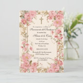 グアダルーペスペインのバプティスピンクフローラ 招待状 (スタンド正面)