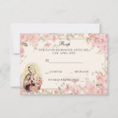 グアダルーペスペインのピンクフローラ宗教 出欠カード (正面)