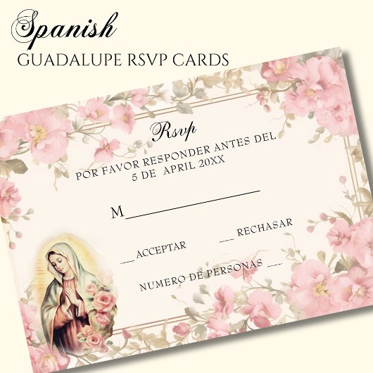 グアダルーペスペインのピンクフローラ宗教 出欠カード