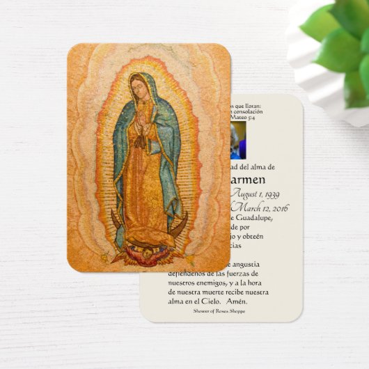 グアダルーペスペインのメアリー葬儀祈りの言葉ホリーカード (デスク)
