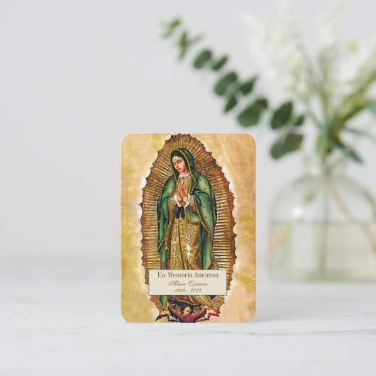 グアダルーペスペインのメアリー葬儀祈りの言葉ホリーカード プレイスカード (スタンド正面)