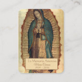 グアダルーペスペインのメアリー葬儀祈りの言葉ホリーカード プレイスカード (正面)