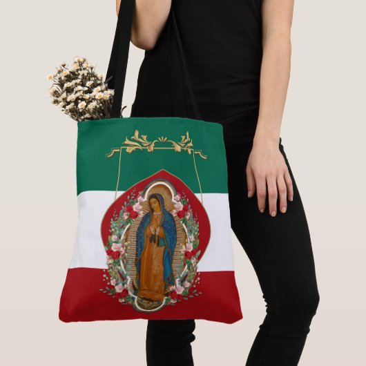 グアダルーペスペインのメキシコ国旗の宗教家 トートバッグ (クローズアップ)