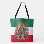 グアダルーペスペインのメキシコ国旗の宗教家 トートバッグ (正面)