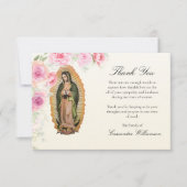 グアダルーペピンクのバラの聖母カトリック葬儀 サンキューカード (正面)
