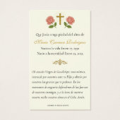 グアダルーペフローラバラメモリアル葬儀祈りの言葉 (裏面)