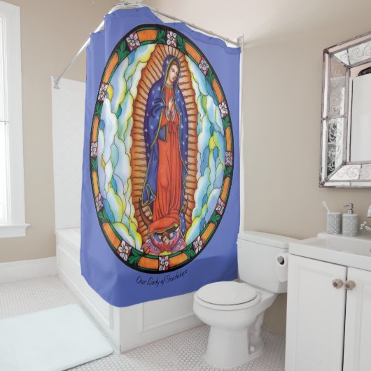 グアダルーペブルーシャワーカーテンの大きな我々の女性 シャワーカーテン (インサイチュ)