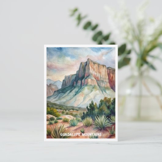 グアダルーペマウンテンズナショナルパークウォーターカラー ポストカード (スタンド正面)