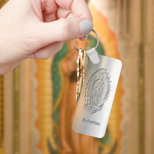 グアダルーペマリーカトリック銀Virgen de Guadalupe母 キーホルダー