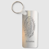 グアダルーペマリーカトリック銀Virgen de Guadalupe母 キーホルダー (正面)
