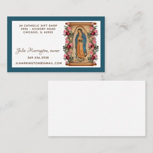 グアダルーペヴァージンマリアバラ宗教フローラ 名刺 (正面/裏面)