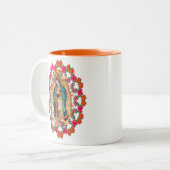 グアダルーペヴァージンマリーカソリックオレンジ ツートーンマグカップ (正面左)