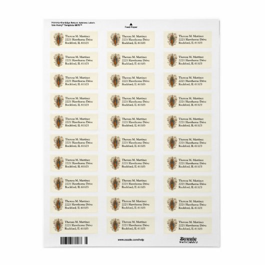 グアダルーペヴァージンマリーカトリックスペインの宗教 ラベル (フルシート)