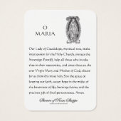 グアダルーペヴァージンメアリスペインのー祈りの言葉ホリーカード (裏面)