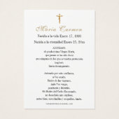 グアダルーペヴァージンメアリスペインのー葬儀神聖祈りの言葉 (裏面)