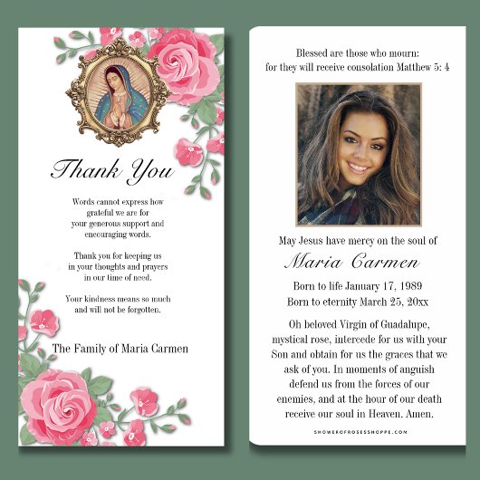 グアダルーペヴァージンメアリー葬式の哀悼スペインのの意 サンキューカード
