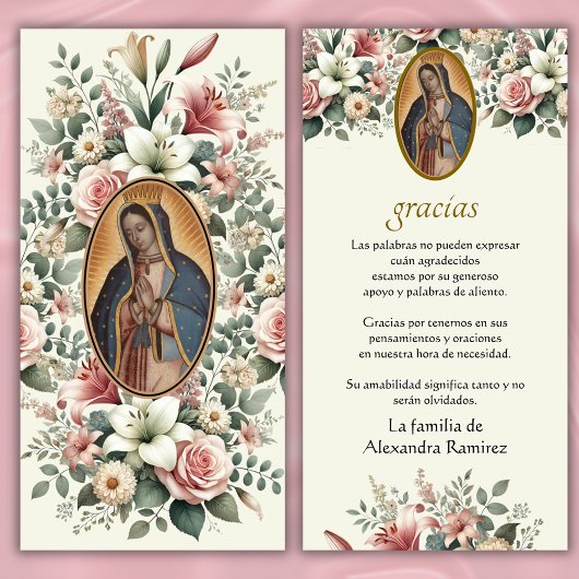 グアダルーペヴァージンメアリー葬式の哀悼スペインのの意 サンキューカード