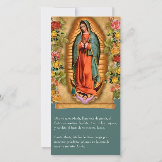 グアダルーペヴァージンメアリー葬式の哀悼スペインのの意 サンキューカード (裏面)