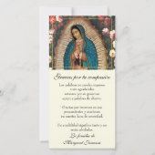 グアダルーペヴァージンメアリー葬式の哀悼スペインのの意 サンキューカード (正面)