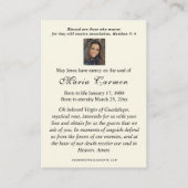 グアダルーペヴァージンメアリー葬祭記念祈りの言葉 プレイスカード (裏面)