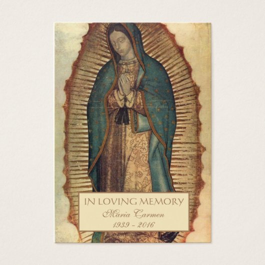 グアダルーペヴァージンメアリ葬儀祈りの言葉ホリーカード (正面)