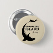 グアダルーペ島メキシコ |サメと一緒にスキューバダイビング 缶バッジ (正面&裏面)