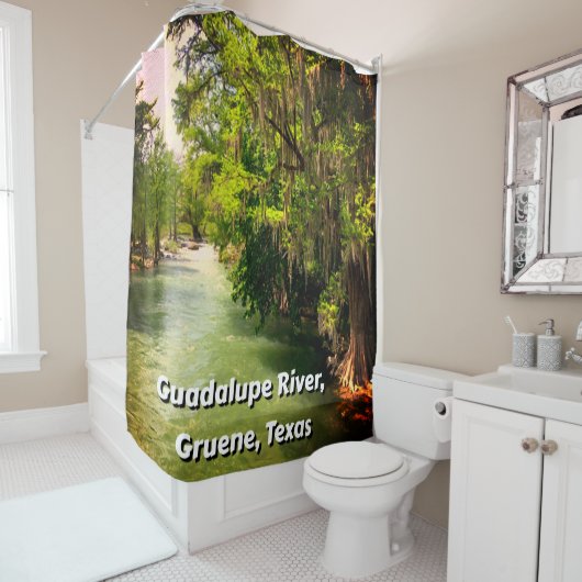グアダルーペ川グルエンのテキサス州水彩画 シャワーカーテン (インサイチュ)