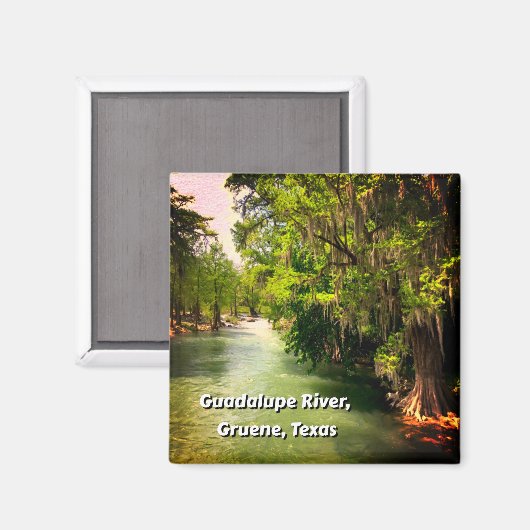 グアダルーペ川グルエンのテキサス州水彩画 マグネット (正面/裏面)