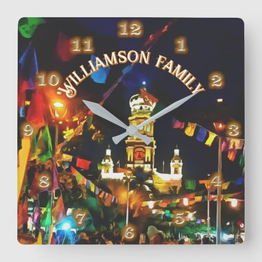 グアダルーペ教会の私達の女性PV-190130家族 スクエア壁時計 (正面)