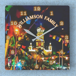 グアダルーペ教会の私達の女性PV-190130家族 スクエア壁時計