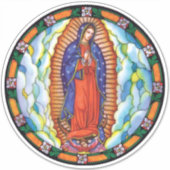 グアダルーペ色の鮮やかステンドグラスの我々の女性 シール (正面)