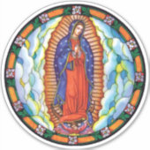 グアダルーペ色の鮮やかステンドグラスの我々の女性 シール (正面)