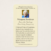 グアダルーペ葬儀カトリック祈りの言葉カード (裏面)