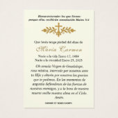 グアダルーペ葬儀スペインの祈りの言葉 (裏面)