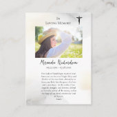 グアダルーペ葬儀記念祈りの言葉カードの私たちの女性 プレイスカード (裏面)