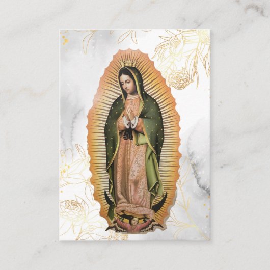 グアダルーペ葬儀記念祈りの言葉カードの私たちの女性 プレイスカード (正面)