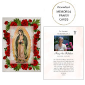 グアダルーペ葬儀記念祈りの言葉カードの私たちの女性 プレイスカード