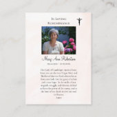 グアダルーペ葬儀記念祈りの言葉カードの私たちの女性 プレイスカード (裏面)