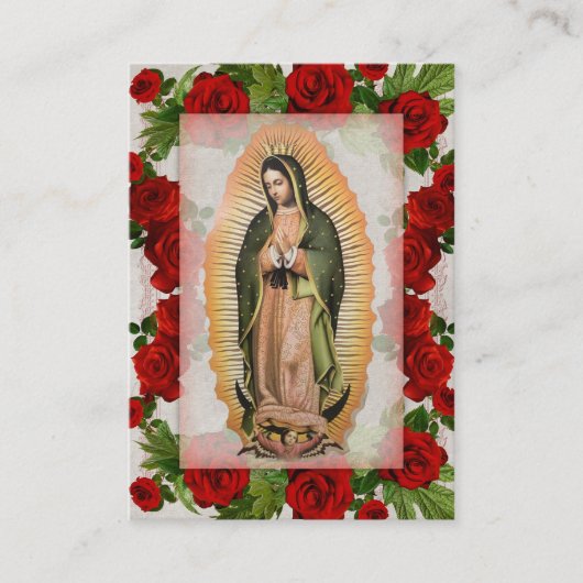 グアダルーペ葬儀記念祈りの言葉カードの私たちの女性 プレイスカード (正面)