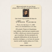 グアダルーペ葬式スペインの聖祈りの言葉 (裏面)