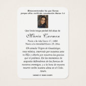 グアダルーペ葬式スペインの聖祈りの言葉 (裏面)