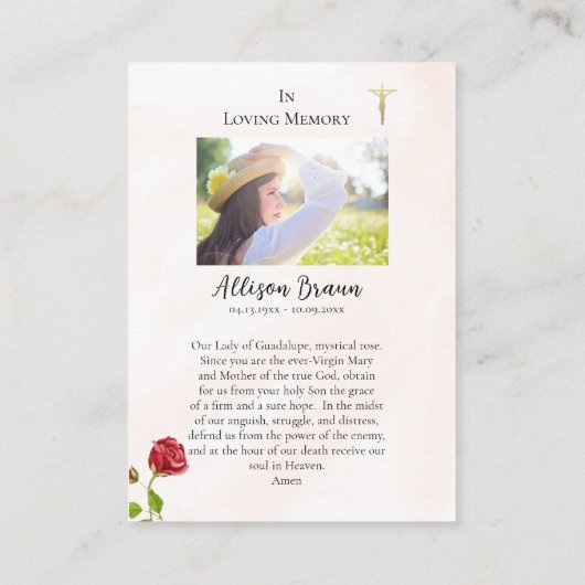 グアダルーペ記念写真祈りの言葉カード プレイスカード (裏面)
