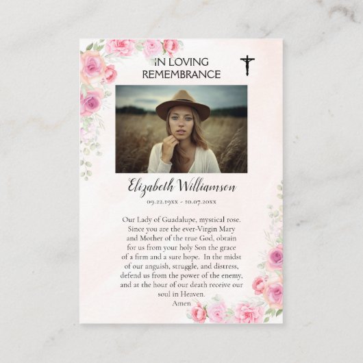 グアダルーペ記念写真祈りの言葉カード プレイスカード (裏面)