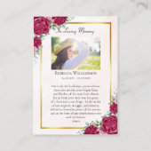 グアダルーペ記念葬式祈りの言葉カードの私たちの女性 プレイスカード (裏面)