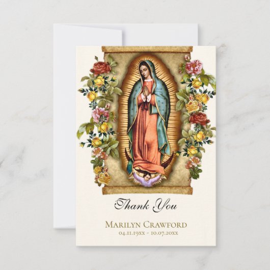 グアダルーペ・ローマカトリック記念聖母 サンキューカード (正面)